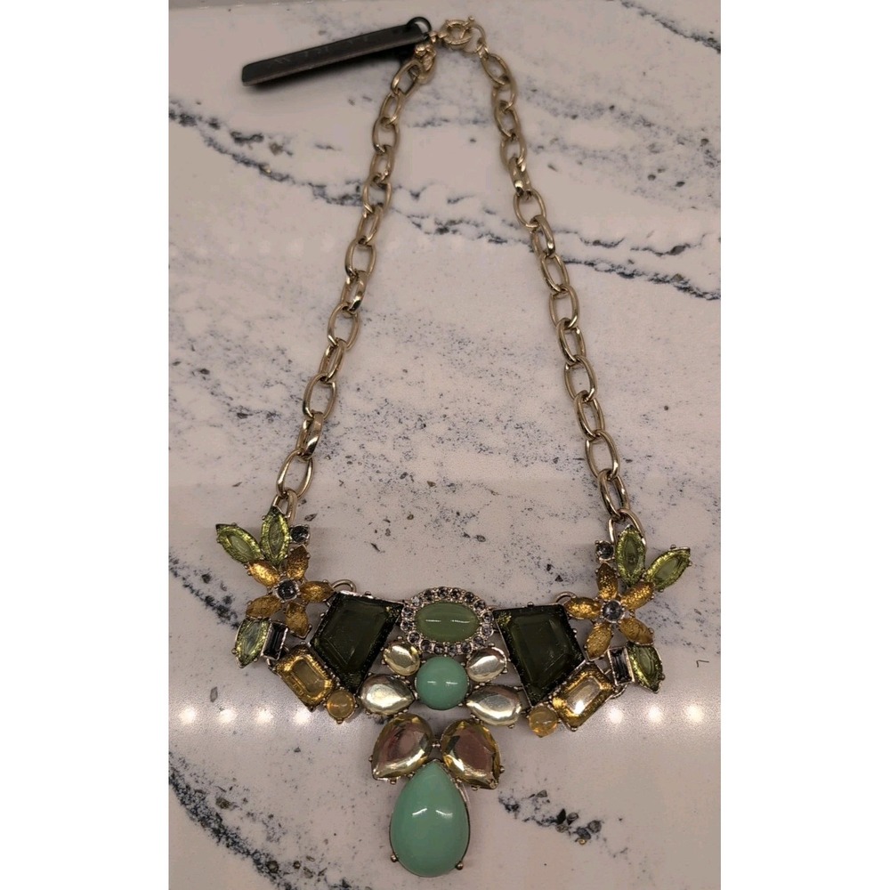 J Crew Multicolor Stone Statement Gold Tone‎ Necklace NWT